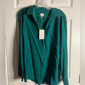 Teal button down shirt